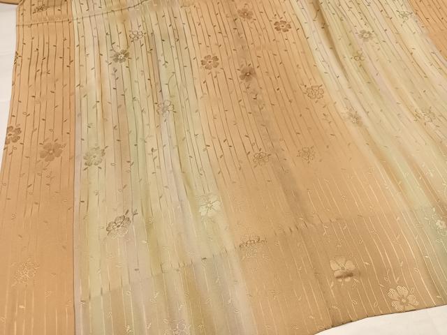 平和屋着物●長襦袢 無双仕立て 花地紋 暈し染め 正絹 逸品 AABI8482ph