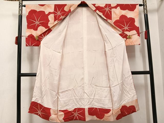 平和屋着物●セミアンティーク 長襦袢 袷 花尽くし 正絹 逸品 AABI8489ph