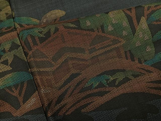 平和屋着物●本場大島紬 訪問着 松竹梅渡り橋風景文 正絹 逸品 AABI8493ph