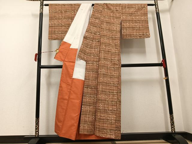 平和屋着物●上質な紬 琉球絣文様 正絹 逸品 AABI8494ph