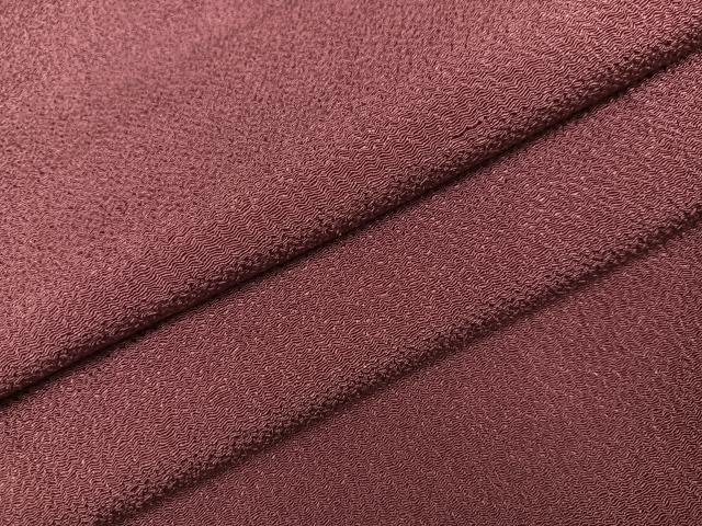 平和屋着物●上質な色無地 赤褐色 鬼しぼ縮緬 正絹 逸品 AABI8495ph