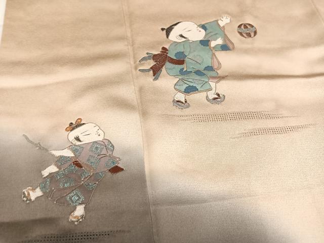 平和屋着物●訪問着 刺繍 童子 暈し染め 正絹 逸品 AABI8498ph