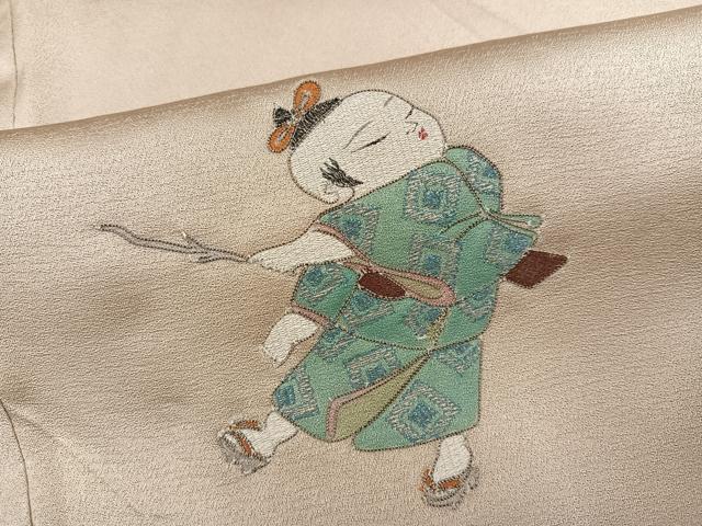 平和屋着物●訪問着 刺繍 童子 暈し染め 正絹 逸品 AABI8498ph