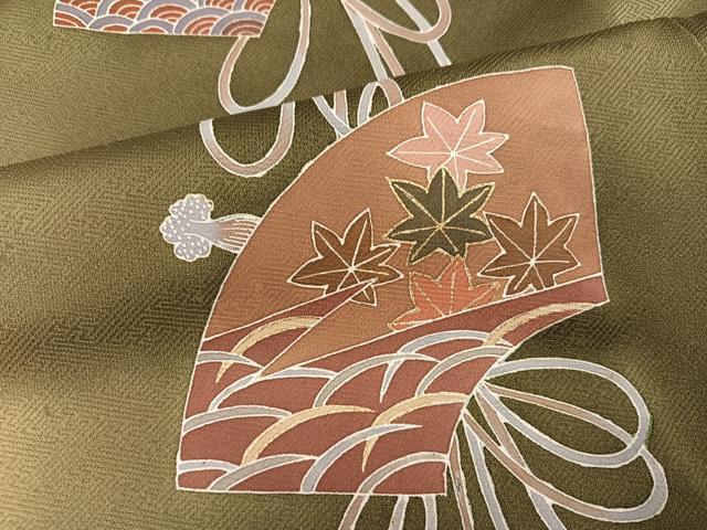 平和屋着物●訪問着 御所車地紙草花文 暈し染め 金彩 正絹 逸品 AABI8499ph