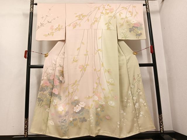 平和屋着物●訪問着 作家物 影山 枝花文 暈し染め 金彩 正絹 逸品 AABI8503ph