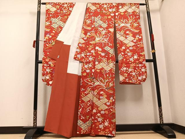 平和屋着物●豪華振袖 駒刺繍 草花文 松坂屋扱い 金彩 正絹 逸品 AABI8504ph
