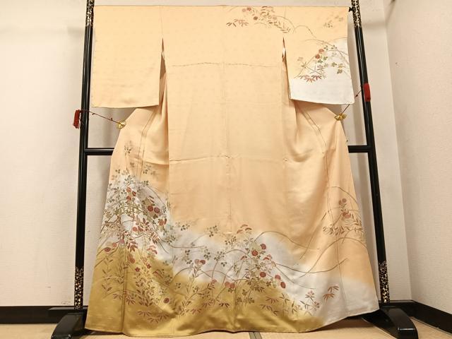 平和屋着物●訪問着 草花文 暈し染め 金銀彩 やまと誂製 正絹 逸品 未使用 AABI8505ph