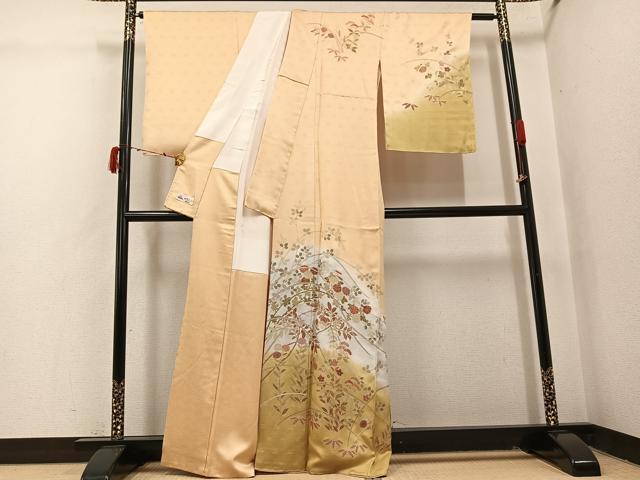 平和屋着物●訪問着 草花文 暈し染め 金銀彩 やまと誂製 正絹 逸品 未使用 AABI8505ph
