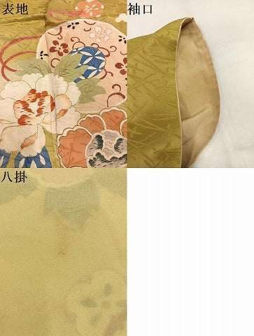 平和屋着物●アンティーク 大正ロマン 色留袖 草花文 暈し染め 金彩 正絹 逸品 AABI8514ph