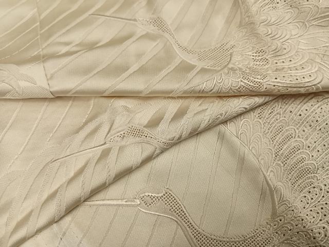 平和屋着物●長襦袢 無双仕立て 中国三大刺繍 汕頭刺繍 スワトウ刺繍 群れ鶴 正絹 逸品 AABI8526ph