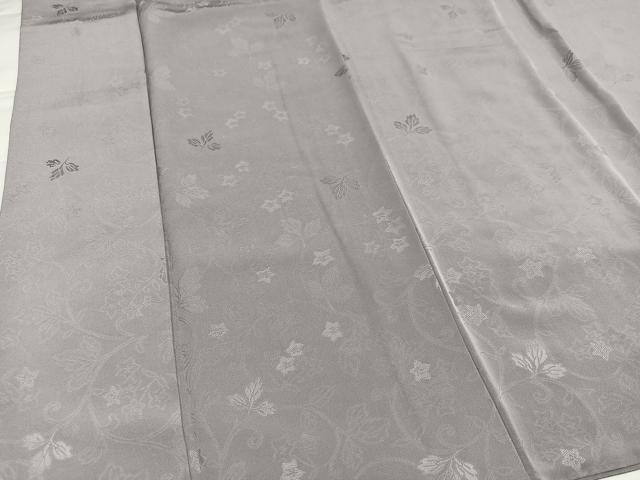 平和屋着物●上質な色無地 花唐草地紋 銀鼠色 正絹 逸品 AABI8533ph