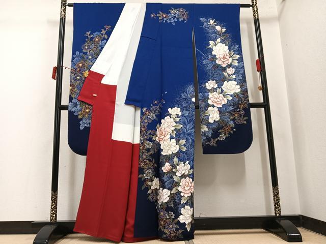 平和屋着物●豪華振袖 草花文 金彩 さが美扱い 正絹 逸品 AABI8537ph