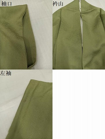 平和屋着物●上質な色無地 花地紋 黄海松茶色 正絹 逸品 AABI8542ph