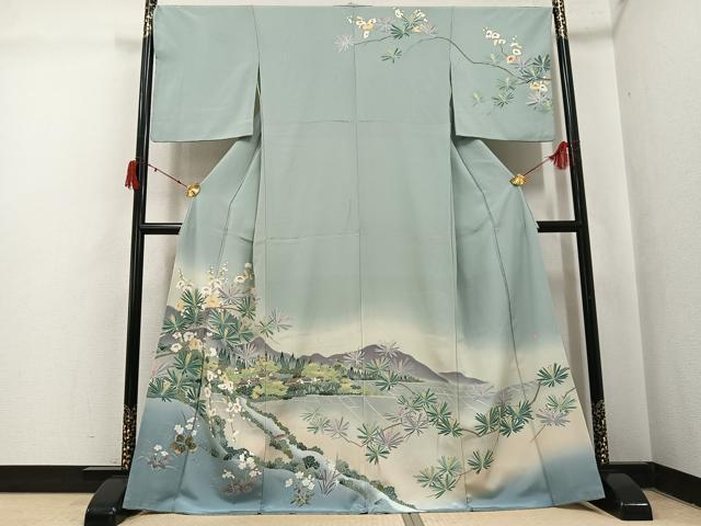 平和屋着物●訪問着 友禅 作家物 松竹梅風景文 正絹 逸品 AABI8543ph