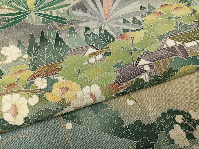 平和屋着物●訪問着 友禅 作家物 松竹梅風景文 正絹 逸品 AABI8543ph