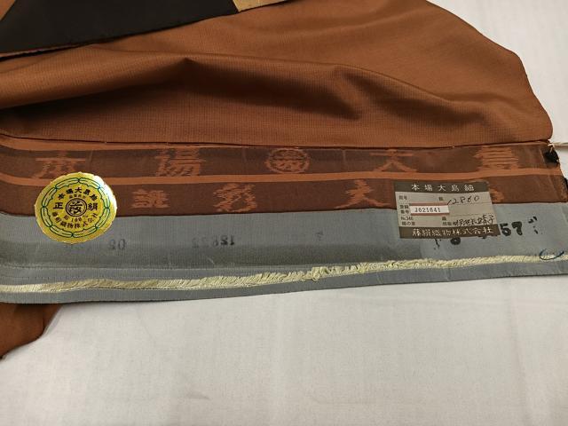 平和屋着物●本場大島紬 染大島 訪問着 彩大島 流水梅松文 金彩 絹藤織物謹製 証紙付き 仮絵羽 正絹 逸品 未使用 AABI8547ph