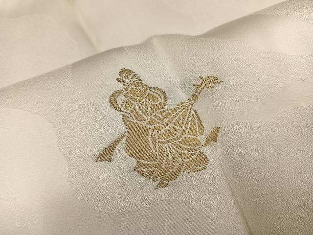 平和屋着物●長襦袢 袷 寿光織 人物文 金糸 正絹 逸品 AABI8548ph
