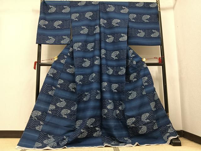 平和屋着物●上質な紬 荒磯 仮絵羽 正絹 逸品 未使用 AABI8549ph