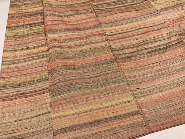 平和屋着物●上質な紬 横段文 正絹 逸品 AABI8552ph