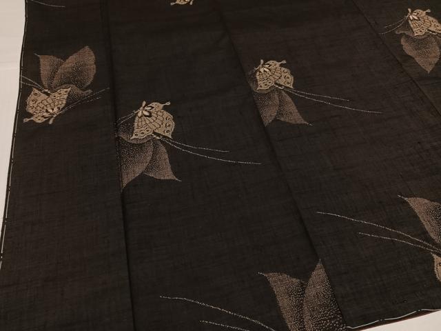 平和屋着物●上質な紬 舞蝶文 正絹 逸品 未使用 AABI8553ph