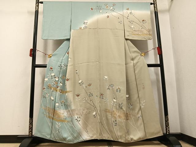 平和屋着物●訪問着 作家物 芳庵 橘 暈し染め 金彩 正絹 逸品 AABI8560ph