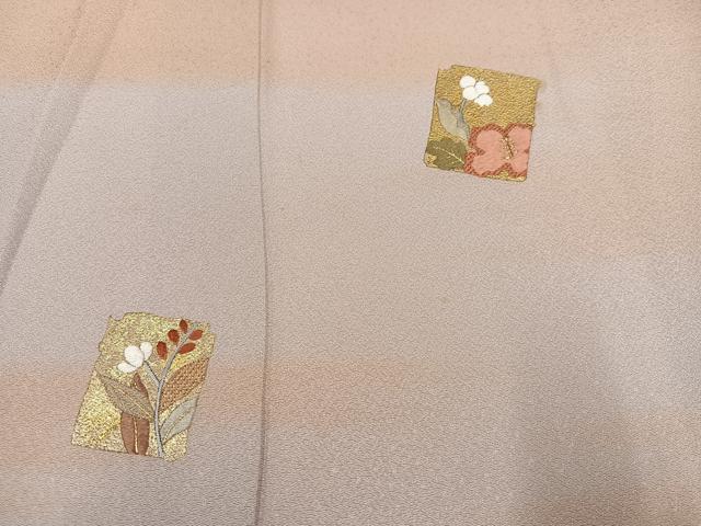 平和屋着物●訪問着 刺繍 色紙草花文 暈し染め 金彩 正絹 逸品 AABI8572ph