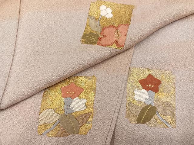 平和屋着物●訪問着 刺繍 色紙草花文 暈し染め 金彩 正絹 逸品 AABI8572ph