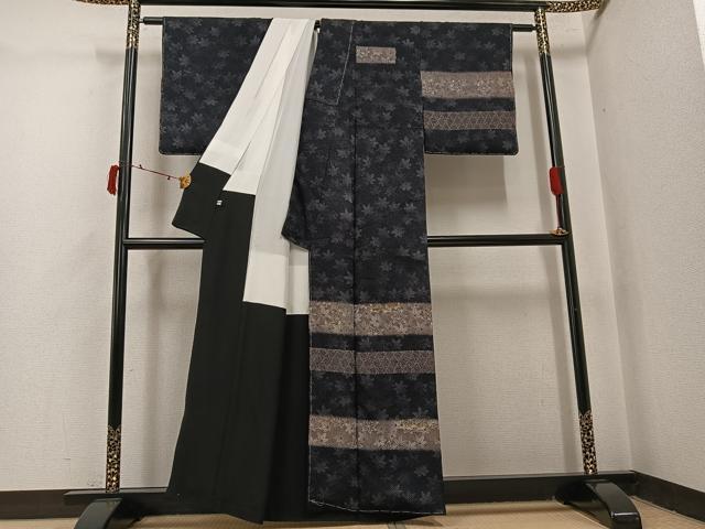 平和屋着物●訪問着 手描き 絞り 刺繍 雪輪草花文 金彩 正絹 逸品 未使用 AABI8573ph