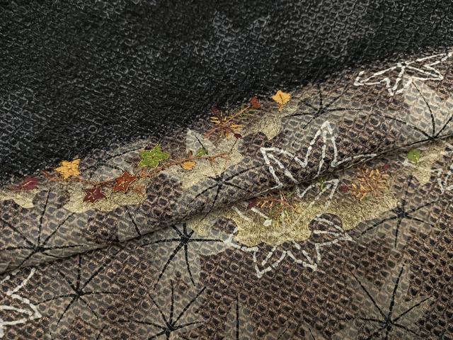 平和屋着物●訪問着 手描き 絞り 刺繍 雪輪草花文 金彩 正絹 逸品 未使用 AABI8573ph