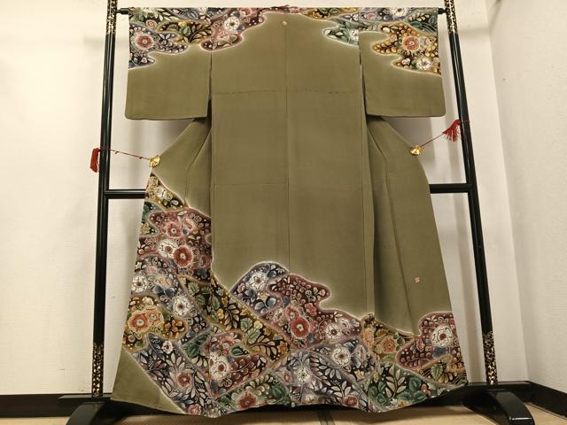 平和屋着物●訪問着 作家物 絞り 辻が花 暈し染め 鬼しぼ縮緬 正絹 逸品 AABI8574ph