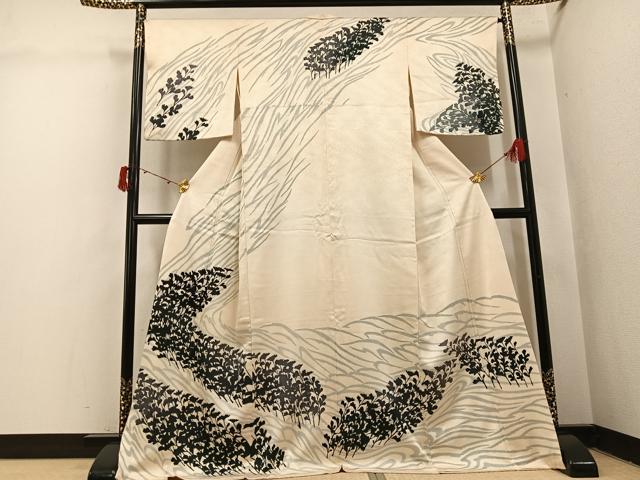 平和屋着物●訪問着 草花シルエット 鈴乃屋扱い 正絹 逸品 AABI8578ph