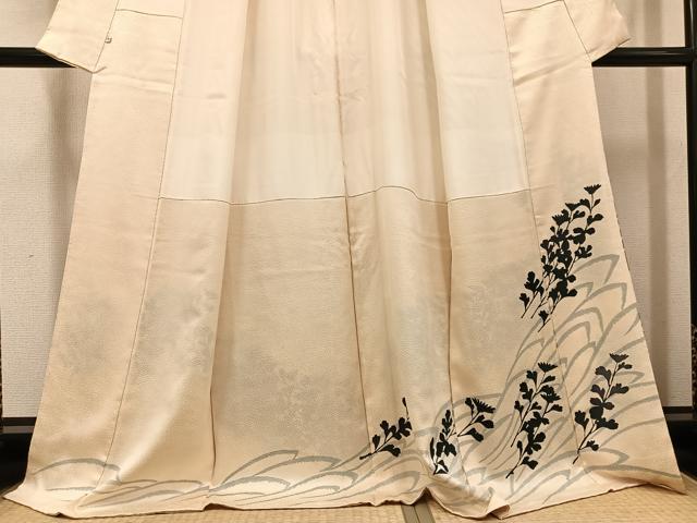 平和屋着物●訪問着 草花シルエット 鈴乃屋扱い 正絹 逸品 AABI8578ph