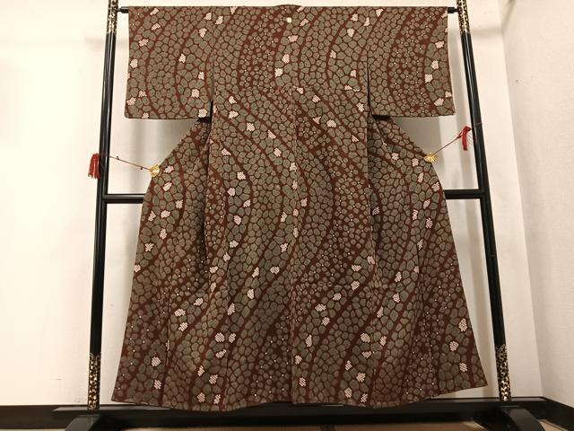 平和屋着物●訪問着 総絞り 流水文 正絹 逸品 AABI8586ph