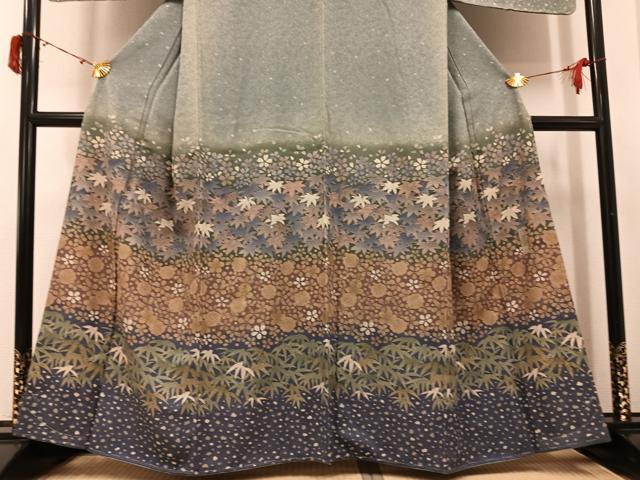 平和屋着物●訪問着 作家物 本苔染 草花文 暈し染め 金彩 正絹 逸品 AABI8588ph