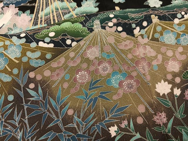 平和屋着物●本加賀友禅作家 毎田健治 黒留袖 松竹梅飛鶴文 正絹 逸品 AABI8590ph