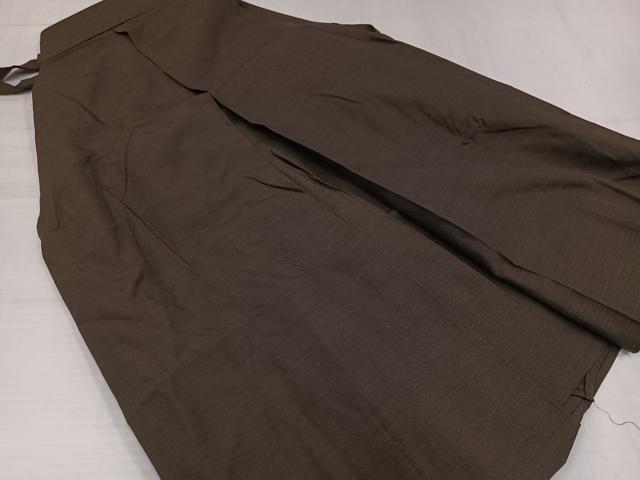平和屋着物●男性 馬乗り袴 お召地 色無地 赤墨色 正絹 逸品 AABI8591ph