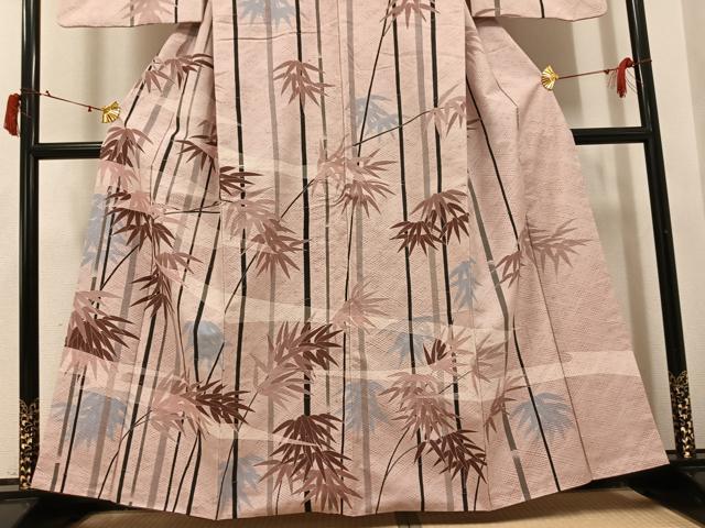 平和屋着物●訪問着 紬地 笹竹文 正絹 逸品 AABI8594ph
