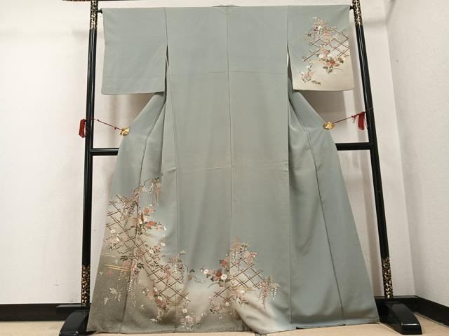 平和屋着物●訪問着 草花文 暈し染め 金彩 正絹 逸品 AABI8599ph