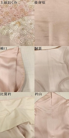 平和屋着物●豪華色留袖 駒刺繍 総刺繍 舞花文 正絹 逸品 AABI8602ph