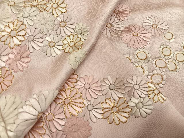 平和屋着物●豪華色留袖 駒刺繍 総刺繍 舞花文 正絹 逸品 AABI8602ph