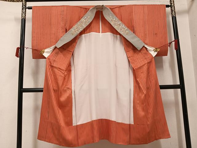 平和屋着物●長襦袢 無双仕立て 絞り 間道 半衿刺繍 正絹 逸品 AABI8604ph