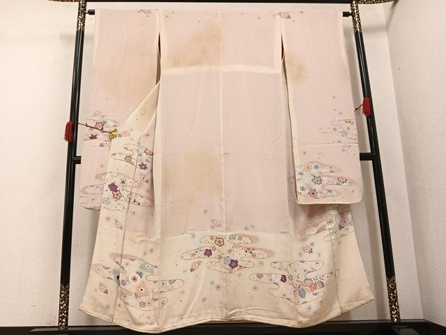 平和屋本店●アンティーク 大正ロマン 振袖 草花文 正絹 逸品 AABI8607ph