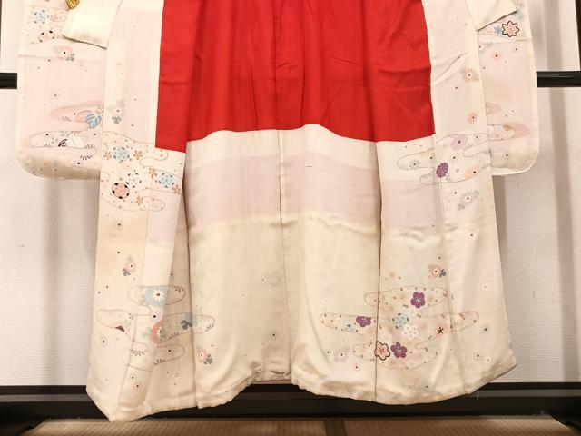 平和屋本店●アンティーク 大正ロマン 振袖 草花文 正絹 逸品 AABI8607ph