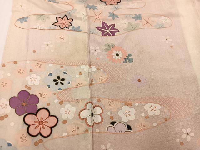 平和屋本店●アンティーク 大正ロマン 振袖 草花文 正絹 逸品 AABI8607ph