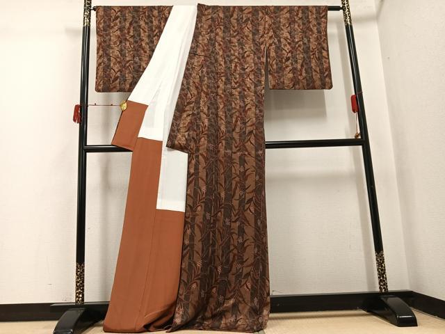 平和屋着物●上質な小紋 草花文 正絹 逸品 AABI8611ph