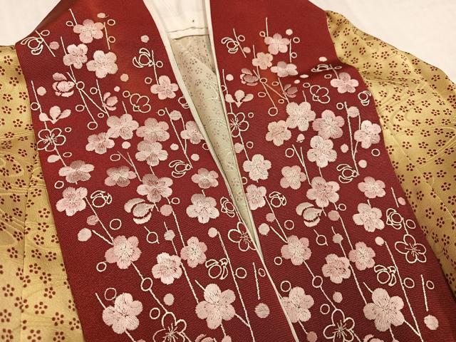 平和屋着物●長襦袢 無双仕立て 梅 半衿刺繍 正絹 逸品 AABI8617ph