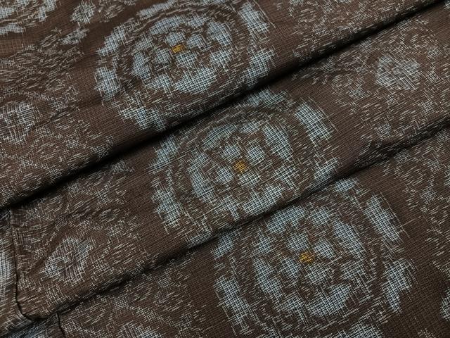 平和屋着物●アンティーク大島 本場大島紬 割り込み絣 花丸文 正絹 逸品 AABI8618ph