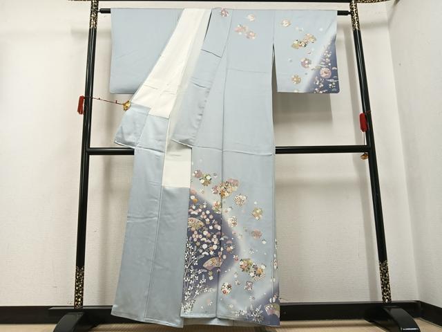 平和屋着物●訪問着 駒刺繍 地紙花唐草文 暈し染め 金彩 正絹 逸品 AABI8624ph