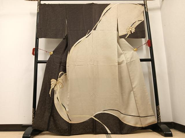 平和屋着物●訪問着 駒刺繍 結び紐文 金彩 金通し地 正絹 逸品 AABI8629ph