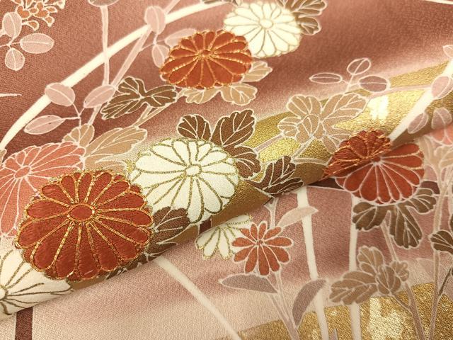 平和屋着物●訪問着 駒刺繍 草花文 暈し染め 金彩 正絹 逸品 AABI8637ph